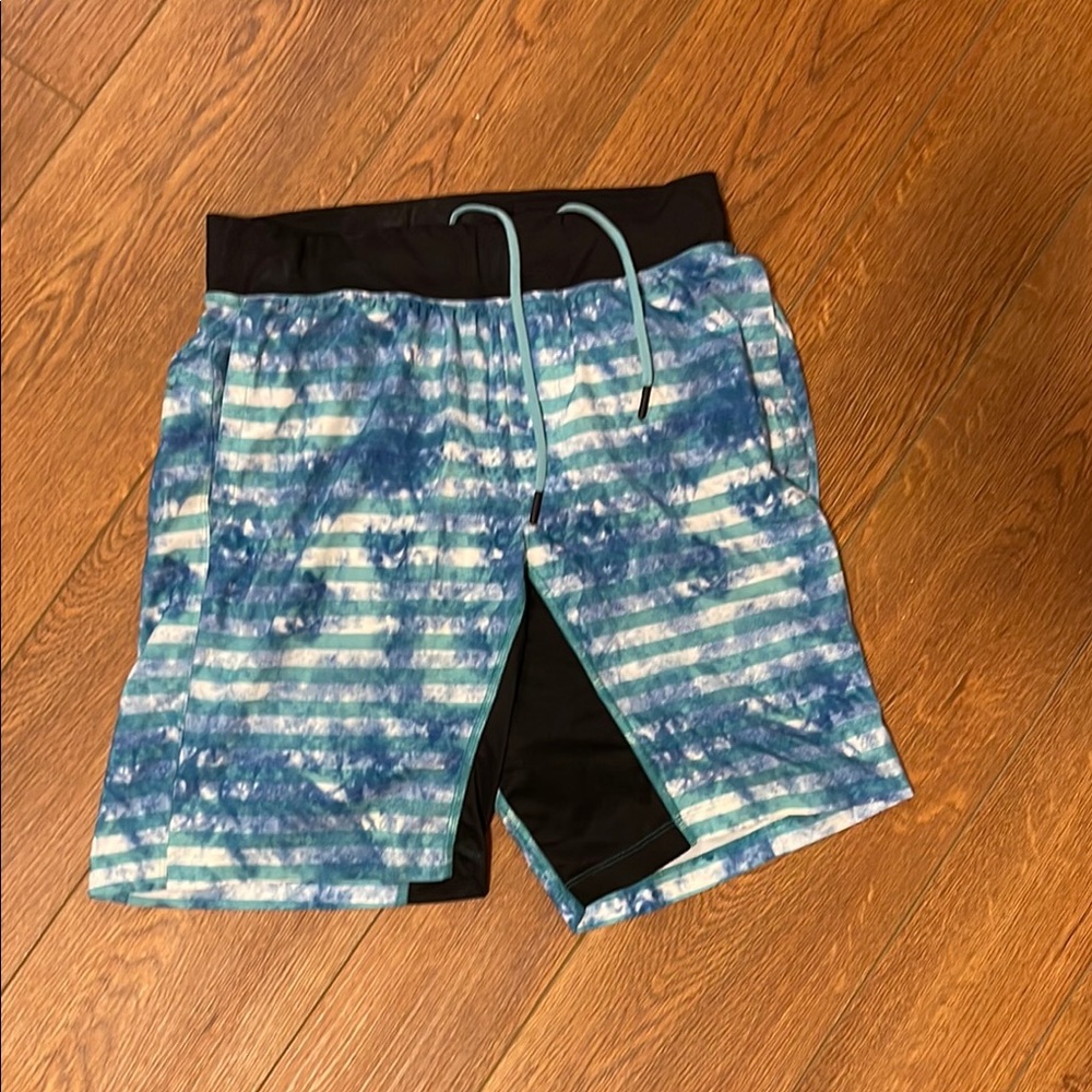 lululemon athletica Blue and White Athletic Shorts with liner
